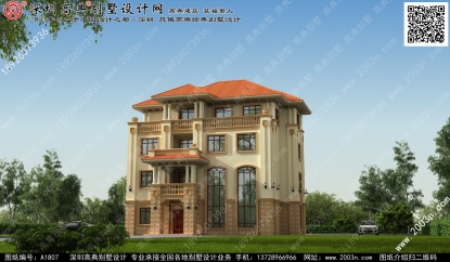 欧式四层别墅首层157平方米图纸编号A1807