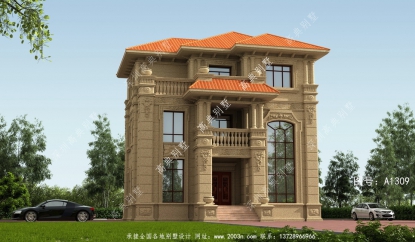 欧式石材复式三层别墅外观图