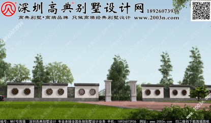 围墙大门柱子款式图W87号高典别墅围墙