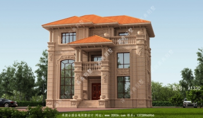 经典大气的三层欧式石材别墅设计效果图