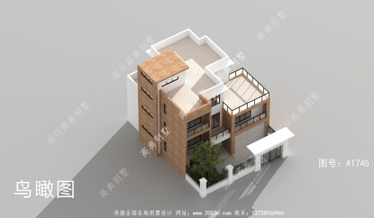 三层现代风格别墅外观图，配庭院设计让家更温馨实用