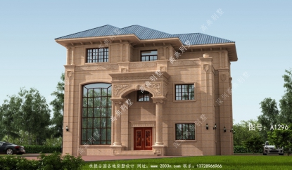 欧式石材别墅设计图为三层户型，复式设计采光好