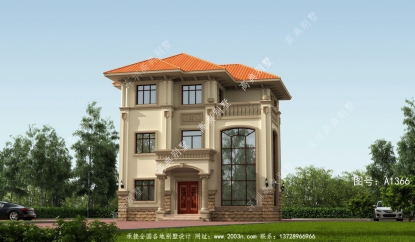 这款占地适中的欧式三层别墅，适合各种宅地