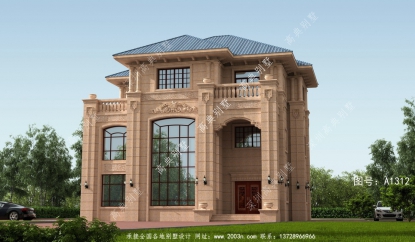 欧式风格三层石材别墅房屋设计图