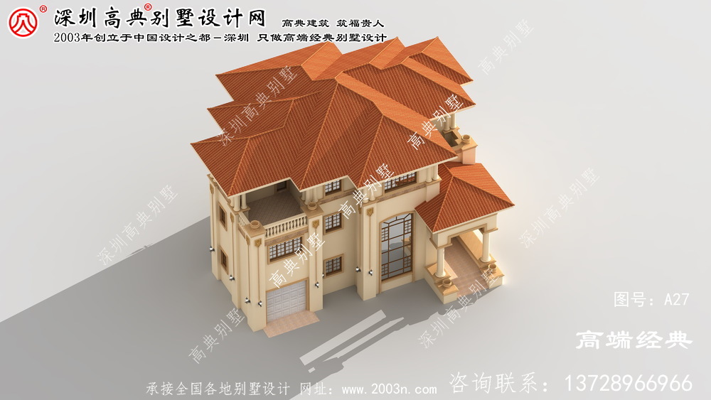 白下区漂亮实用的欧式三层复式别墅效果图
