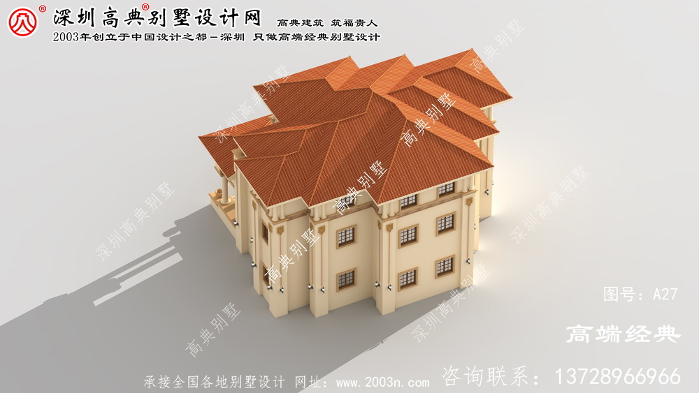 白下区漂亮实用的欧式三层复式别墅效果图