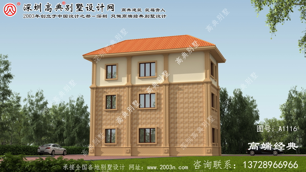 老房子建得要大气!这种典型的三层别墅。