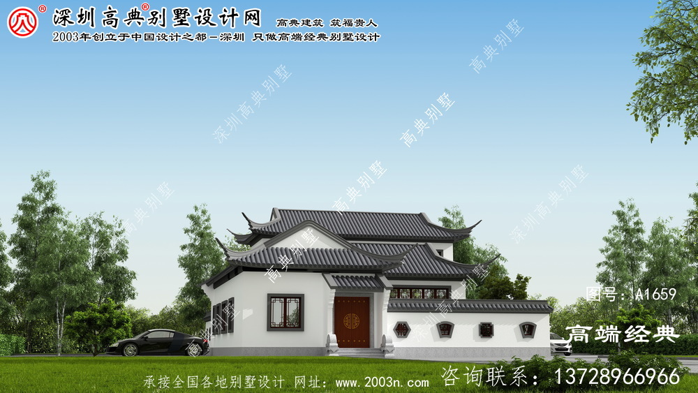 邵阳县中庭别墅外部效果图,素雅高贵。