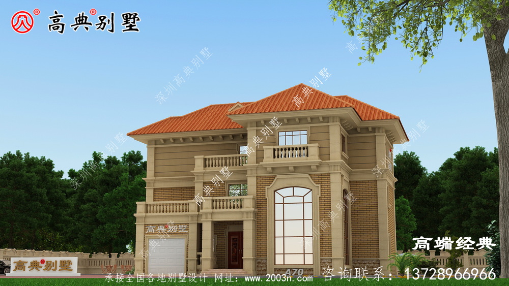 阜阳市欧式农村三层小别墅设计图，占地180平米左右