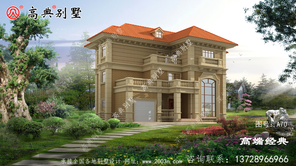 阜阳市欧式农村三层小别墅设计图，占地180平米左右