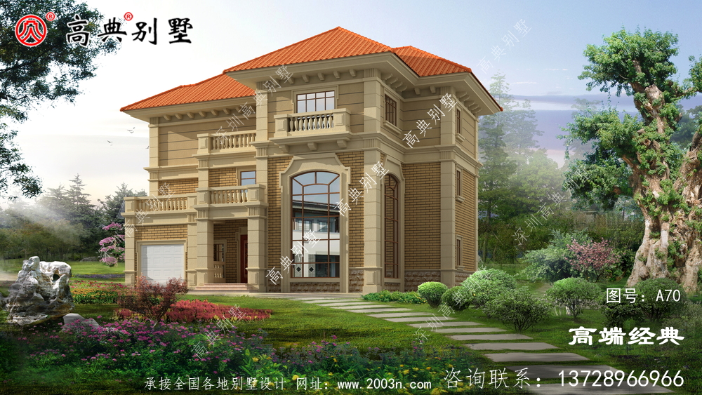 阜阳市欧式农村三层小别墅设计图，占地180平米左右