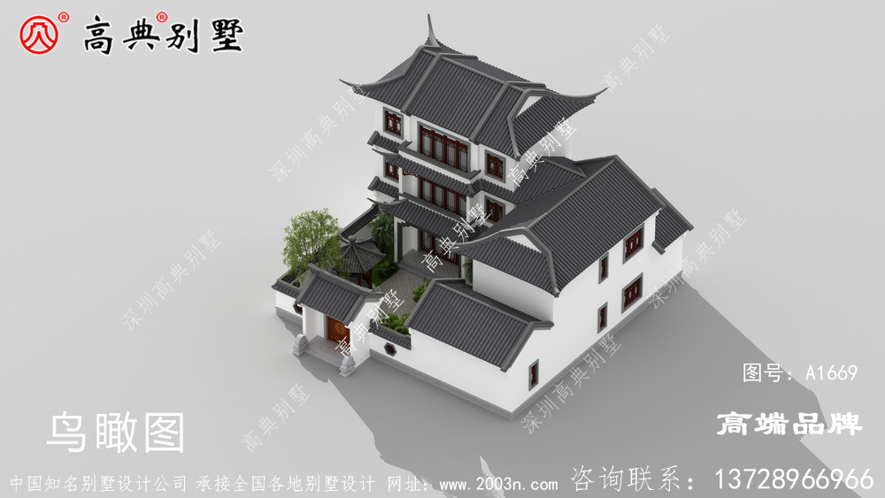 中式三层别墅图非常适合在乡村建造