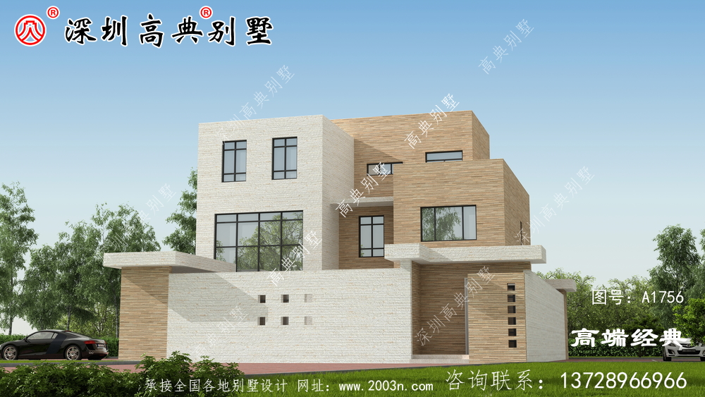 三层现代时尚小楼设计图,露台精美大方,越看越喜欢。