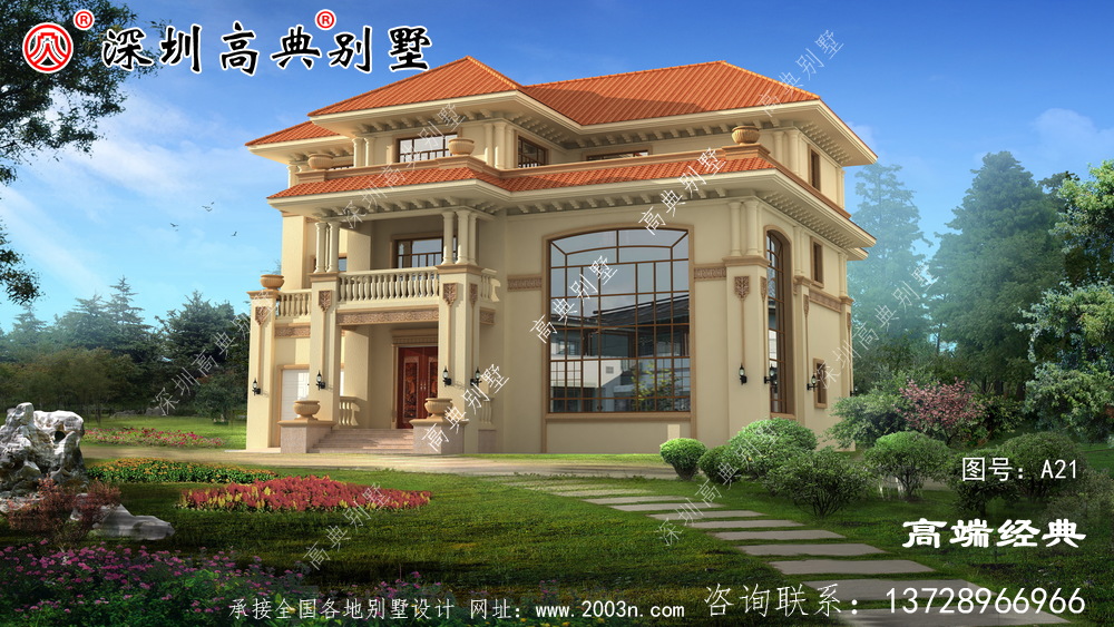 20万二楼的乡村自营住宅,在村子里建得很明亮。