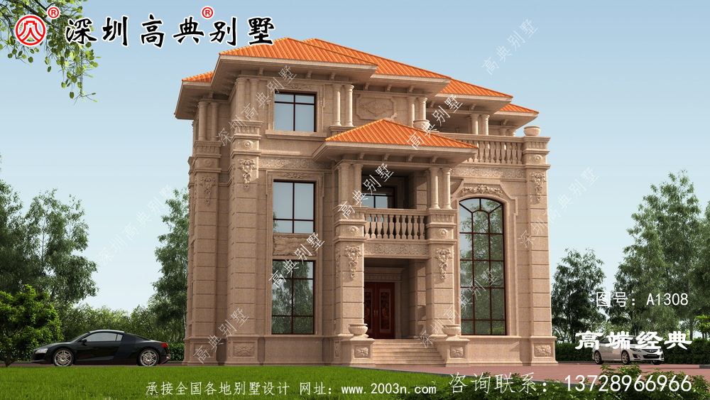 独栋三层别墅设计图,建筑太豪华了,让邻居羡慕不已。