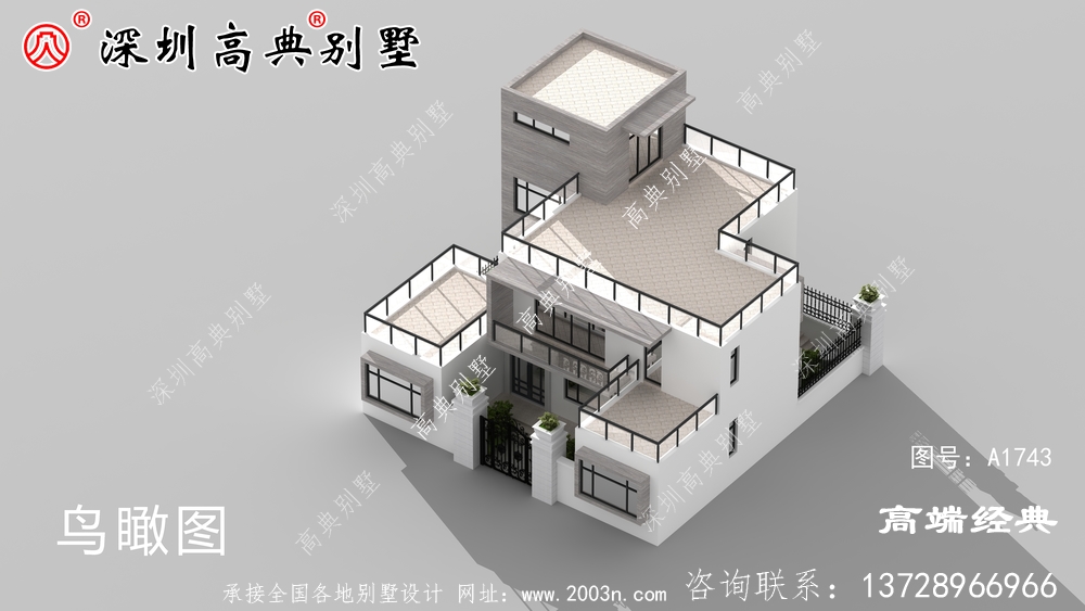 欧式风格三层小洋楼外观图,外观,符合农村住宅设计。
