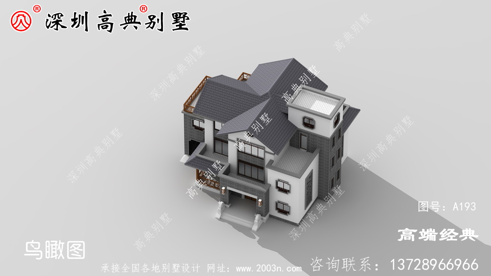 高档三层豪华别墅的照片,在家乡创造了美丽的风景线。